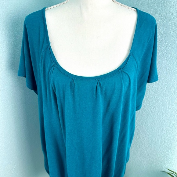 Mossimo Plus Size 24w/26w Blue Top Scoop Neck Keyhole Back - Picture 2 of 11